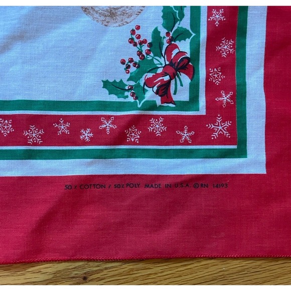 Santa Claus Christmas Bandana Ho Ho Ho Cotton Polyester Made USA Vtg 14193 - Picture 3 of 4